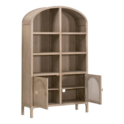 Bella Antique Transitional Cane Storage Bookcase