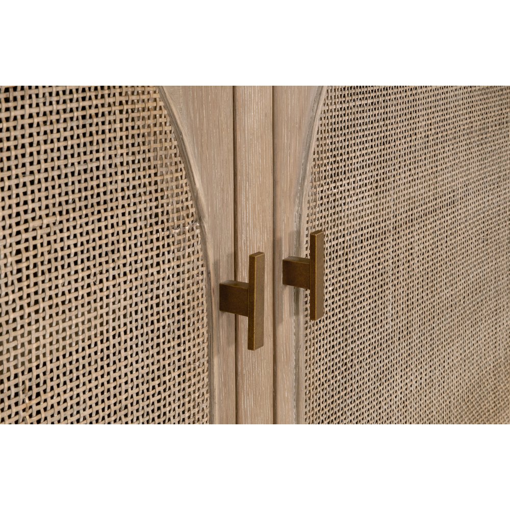 Bella Antique Transitional Cane Storage Bookcase