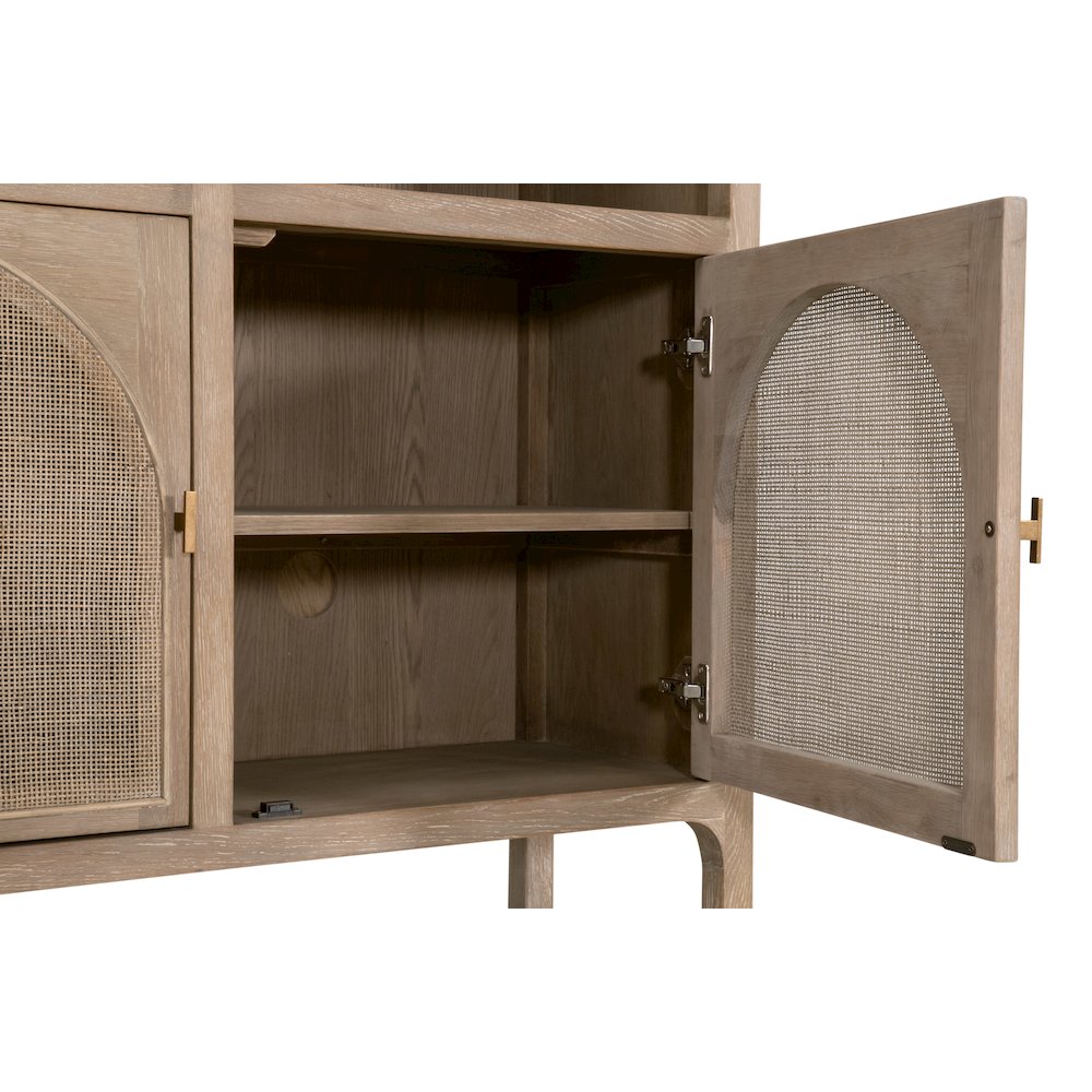Bella Antique Transitional Cane Storage Bookcase