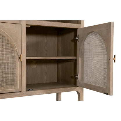 Bella Antique Transitional Cane Storage Bookcase