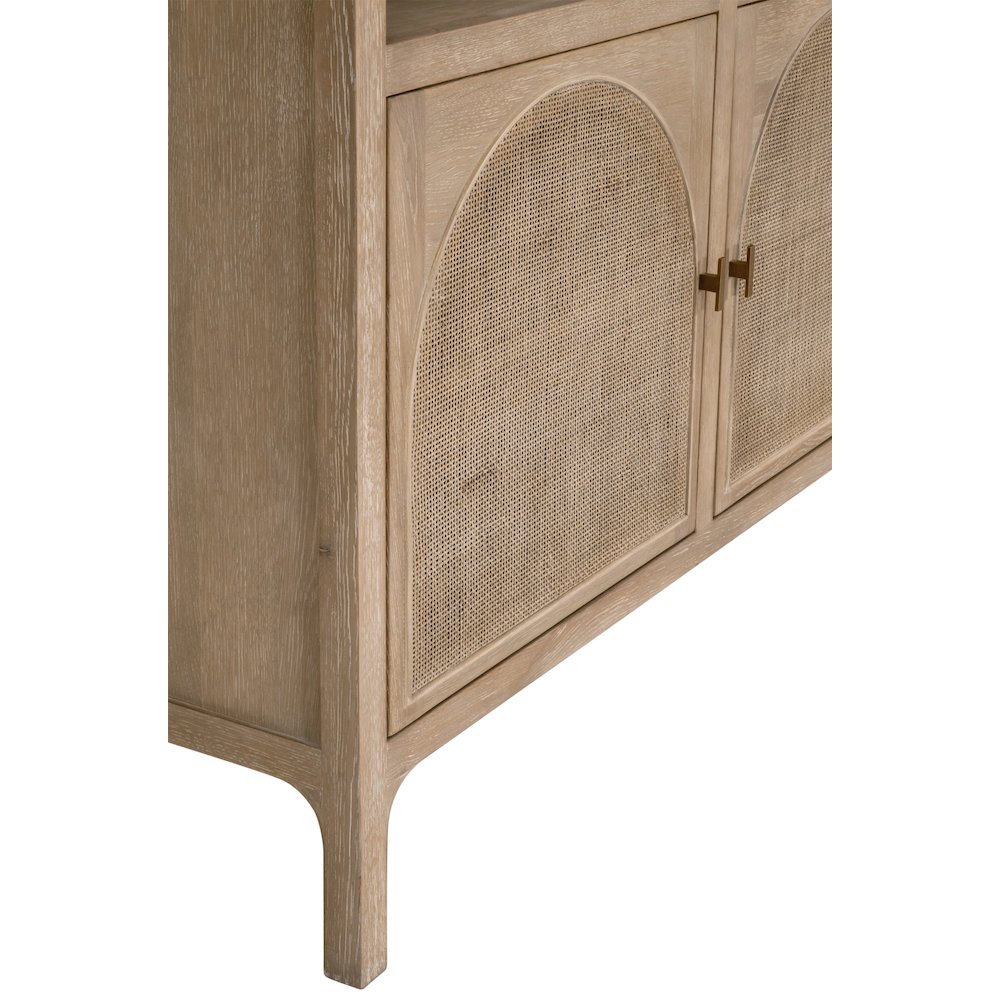 Bella Antique Transitional Cane Storage Bookcase