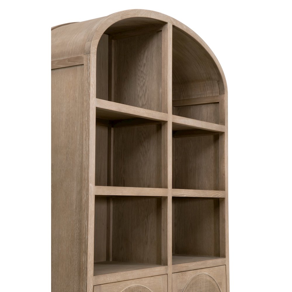 Bella Antique Transitional Cane Storage Bookcase