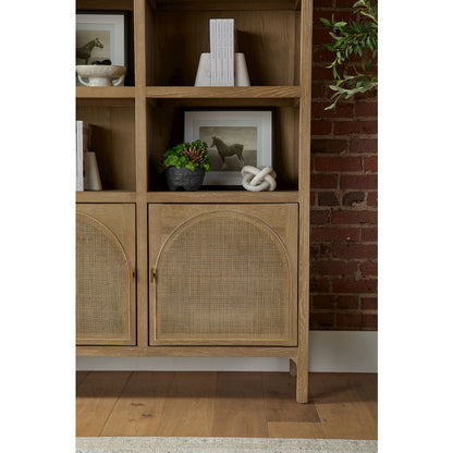 Bella Antique Transitional Cane Storage Bookcase