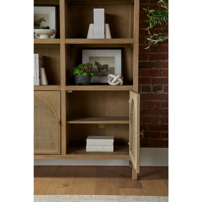 Bella Antique Transitional Cane Storage Bookcase