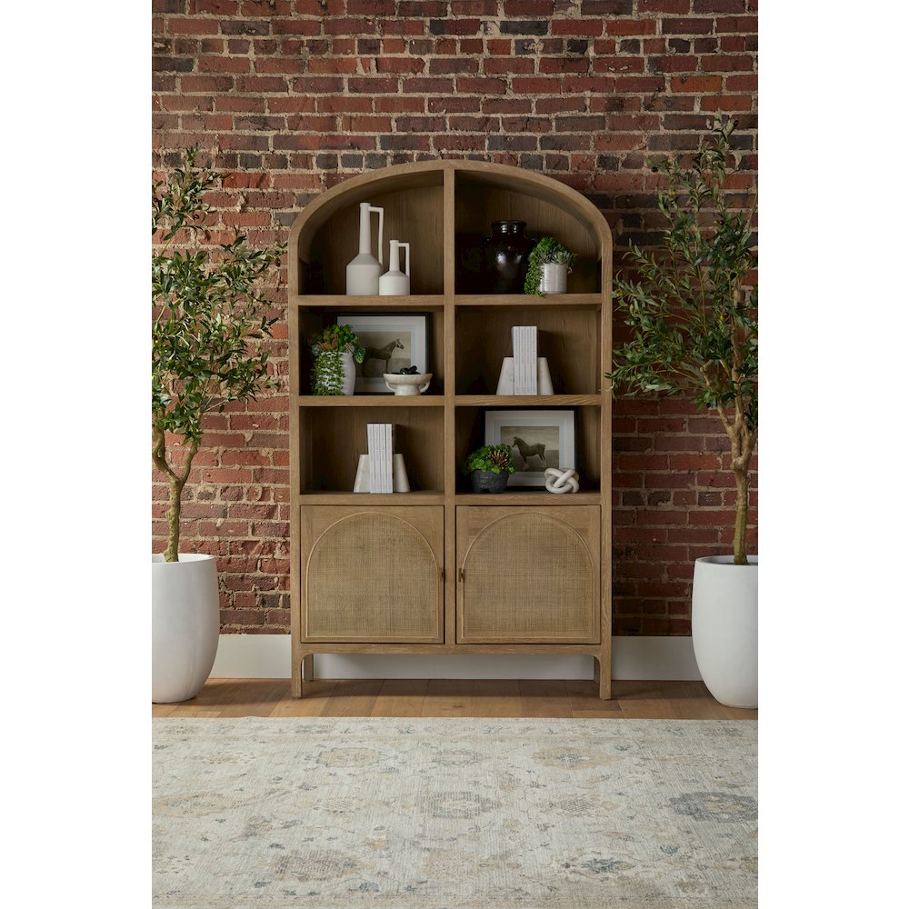 Bella Antique Transitional Cane Storage Bookcase