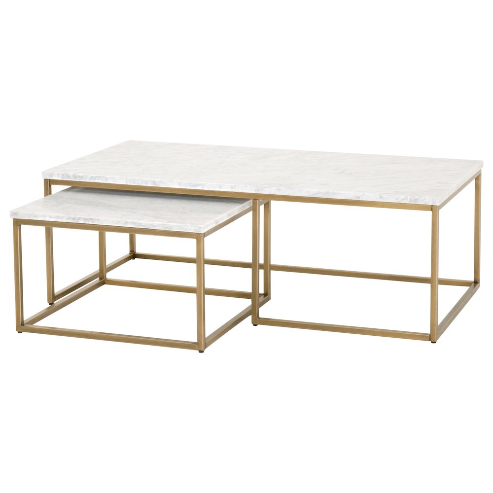 Traditions Transitional Carrera Nesting Coffee Table
