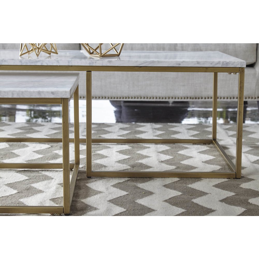 Traditions Transitional Carrera Nesting Coffee Table