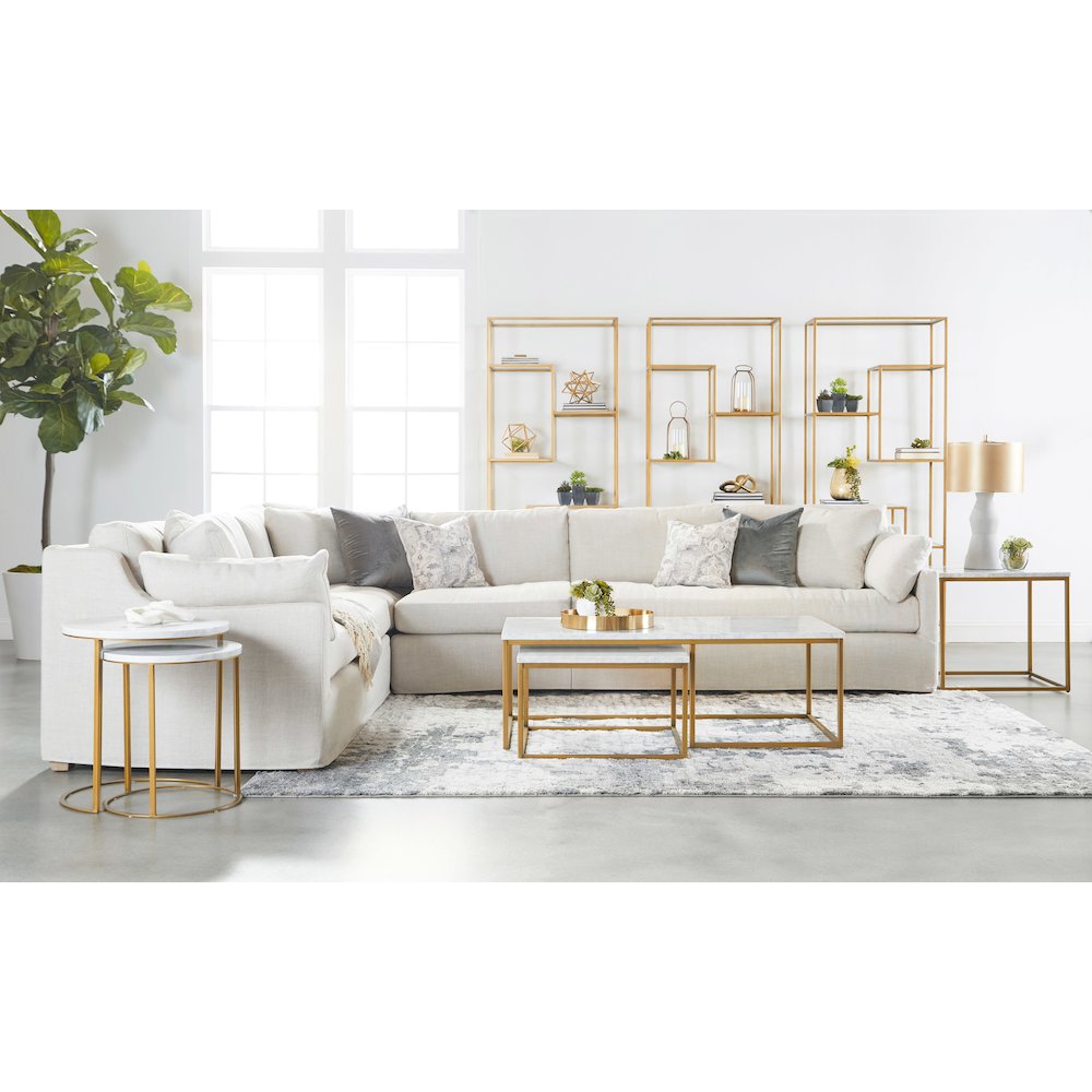 Traditions Transitional Carrera Nesting Coffee Table