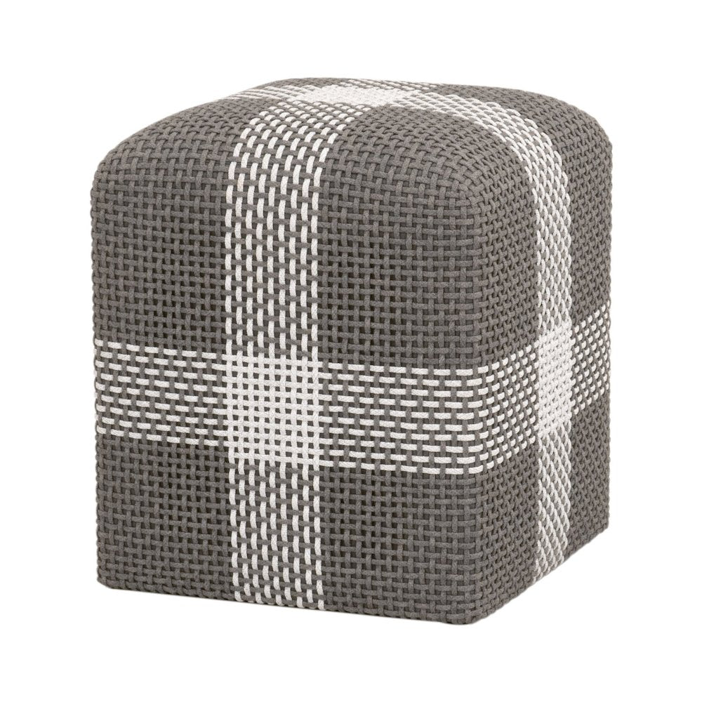 Woven Transitional Cross Accent Cube