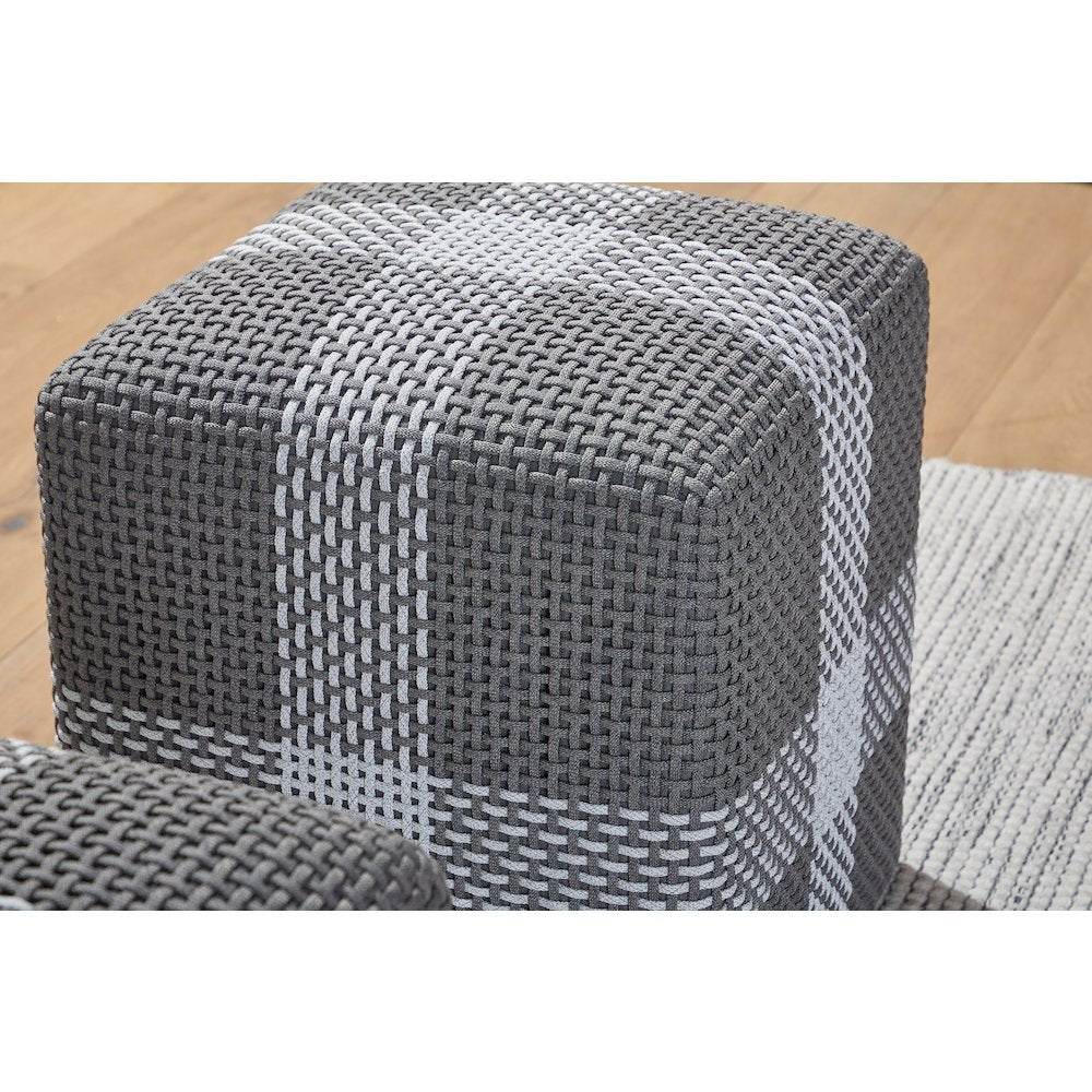 Woven Transitional Cross Accent Cube