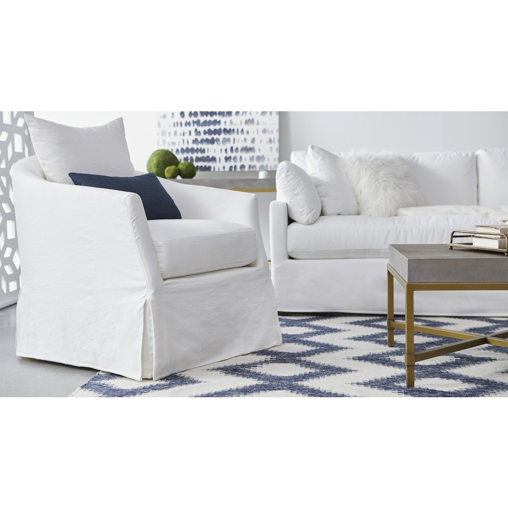Stitch & Hand - Upholstery Transitional Faye Slipcover Swivel Club Chair