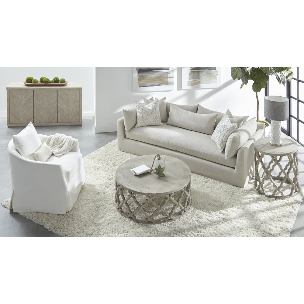Stitch & Hand - Upholstery Transitional Faye Slipcover Swivel Club Chair