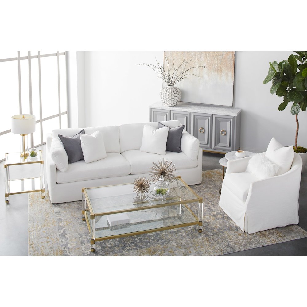 Stitch & Hand - Upholstery Transitional Faye Slipcover Swivel Club Chair