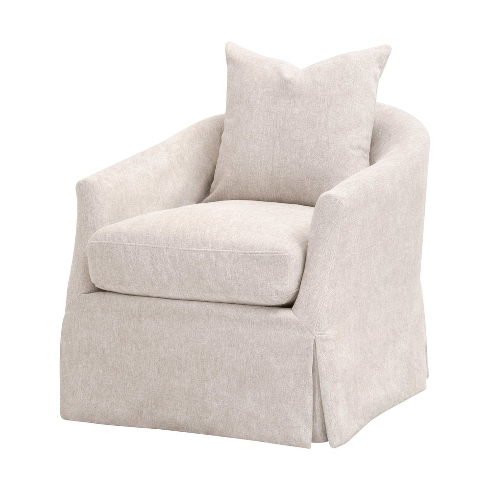 Stitch & Hand - Upholstery Transitional Faye Slipcover Swivel Club Chair