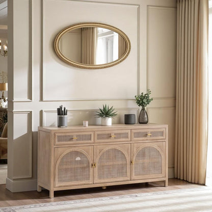 Gray Wood Buffet Cabinet – Bar Cabinet with Storage and Sideboard Design