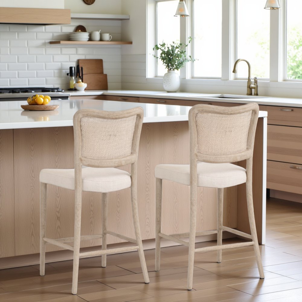 Gray Counter Stool with Backrest – Wooden Counter Height Bar Chair