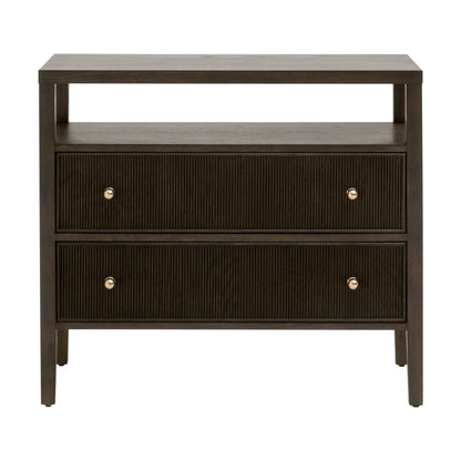 Bronze Bay Transitional Highland Open Shelf 2-Drawer Nightstand