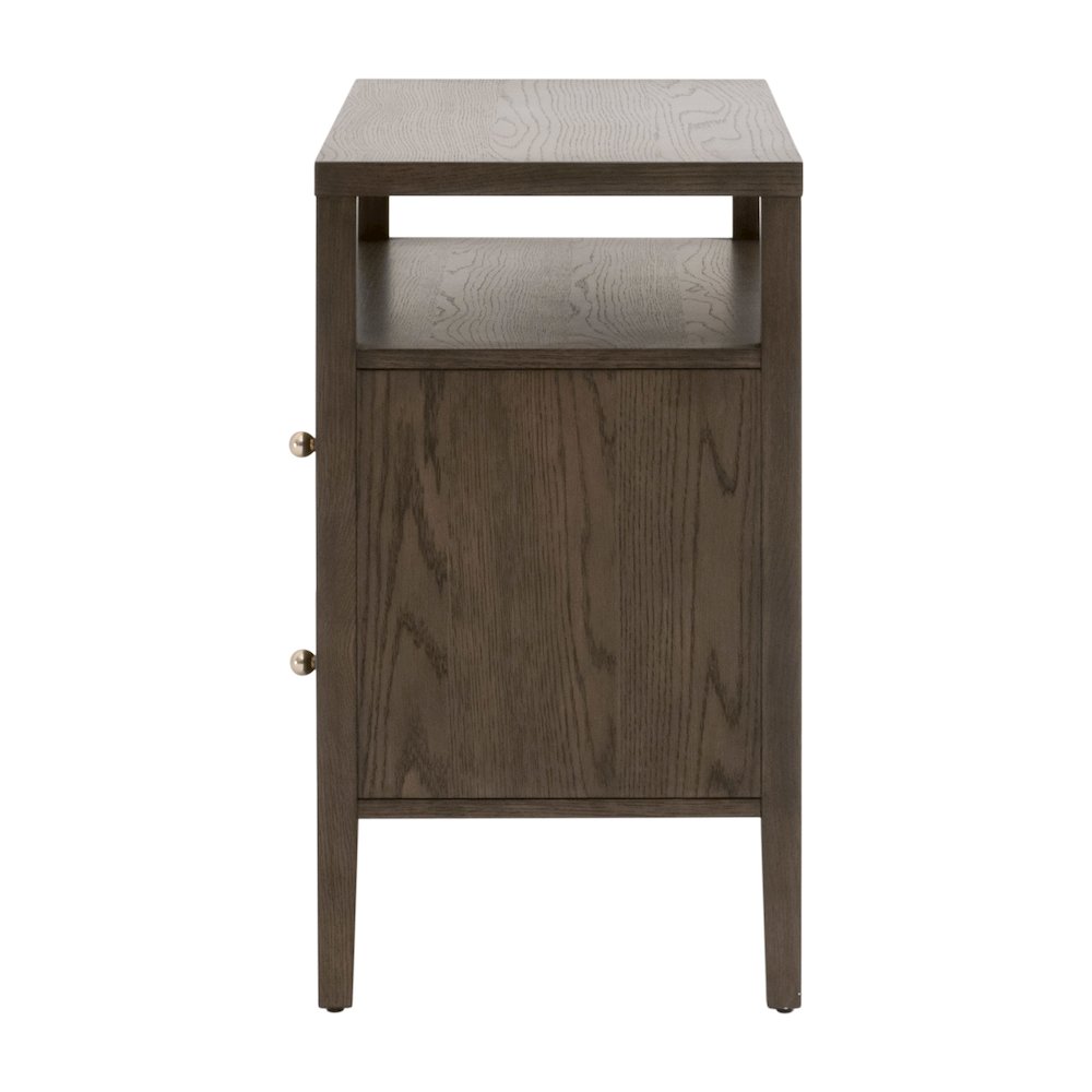 Bronze Bay Transitional Highland Open Shelf 2-Drawer Nightstand