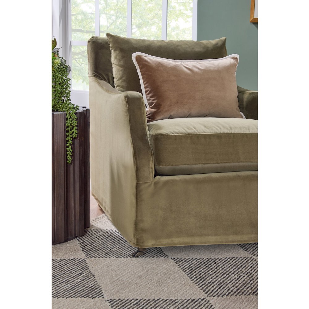 Stitch & Hand - Upholstery Transitional Jade Slipcover Club Chair