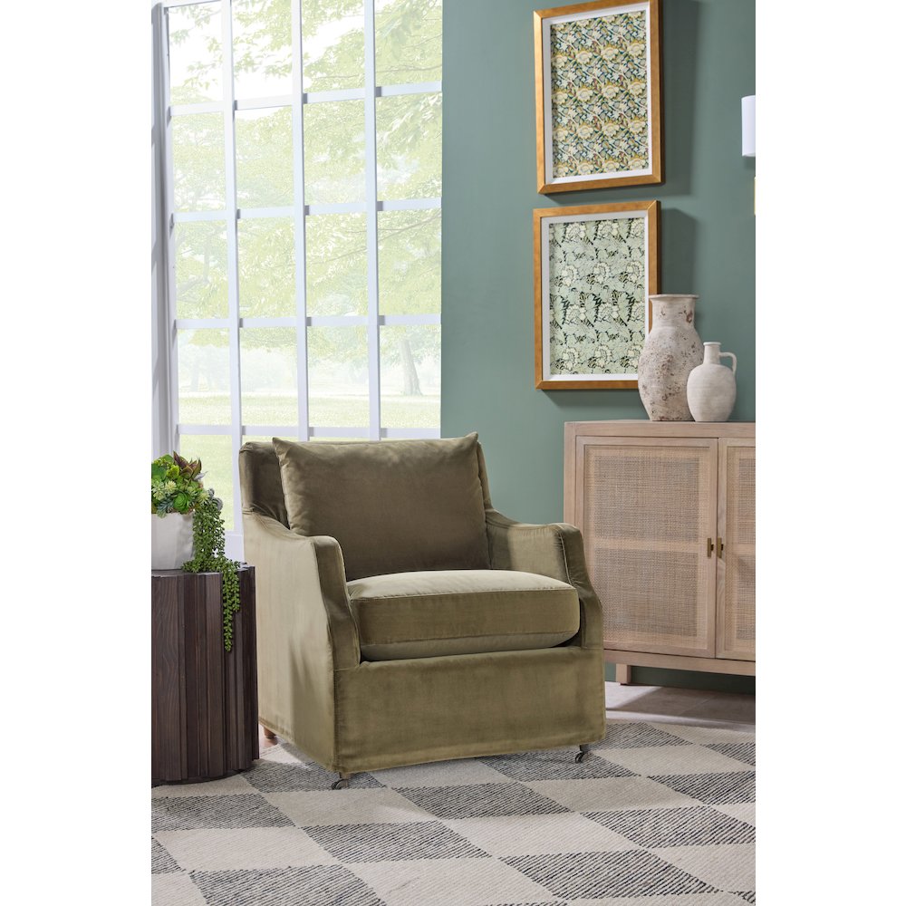 Stitch & Hand - Upholstery Transitional Jade Slipcover Club Chair