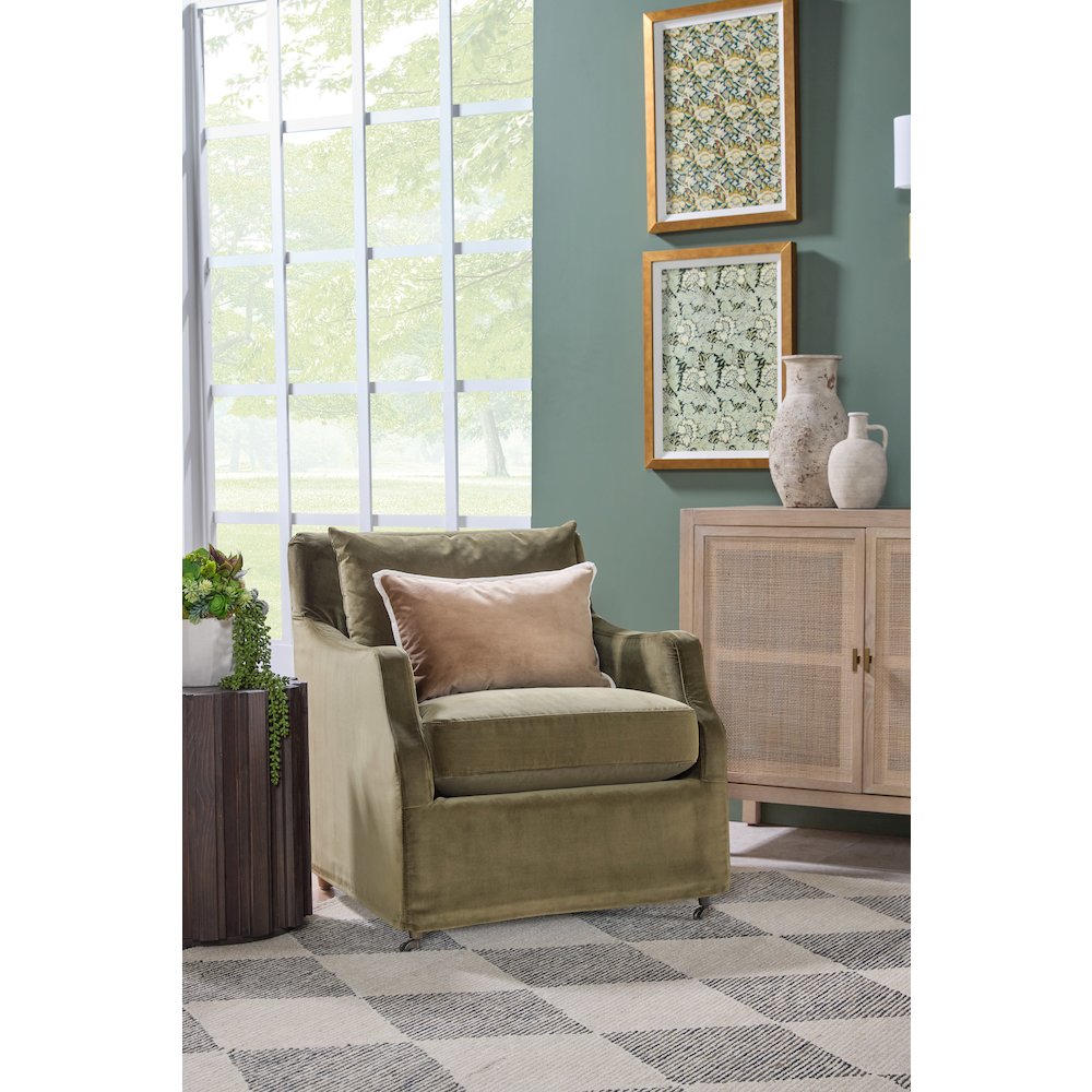 Stitch & Hand - Upholstery Transitional Jade Slipcover Club Chair