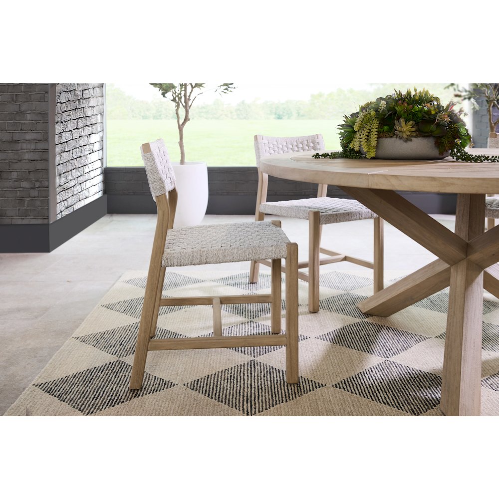 Woven - Outdoor  Transitional Kitts Indoor/Outdoor Dining Chair, Set of 2