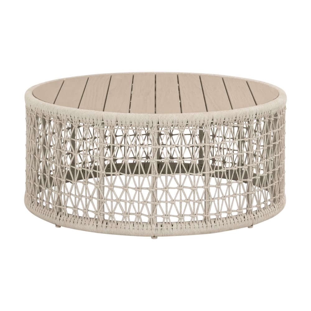 Woven - Outdoor  Transitional Knit Outdoor Round Coffee Table