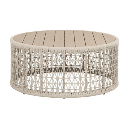 Woven - Outdoor  Transitional Knit Outdoor Round Coffee Table