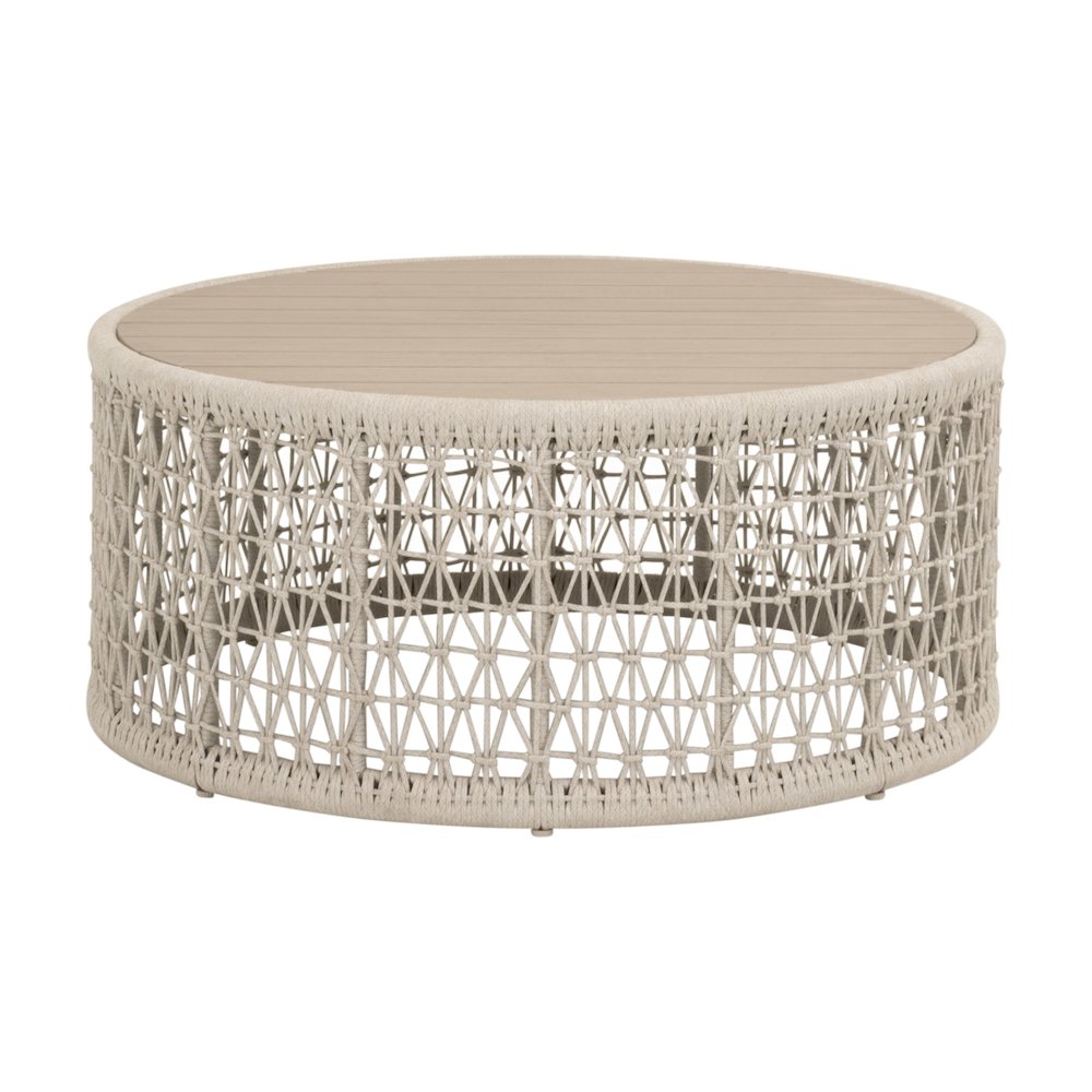 Woven - Outdoor  Transitional Knit Outdoor Round Coffee Table
