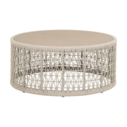Woven - Outdoor  Transitional Knit Outdoor Round Coffee Table