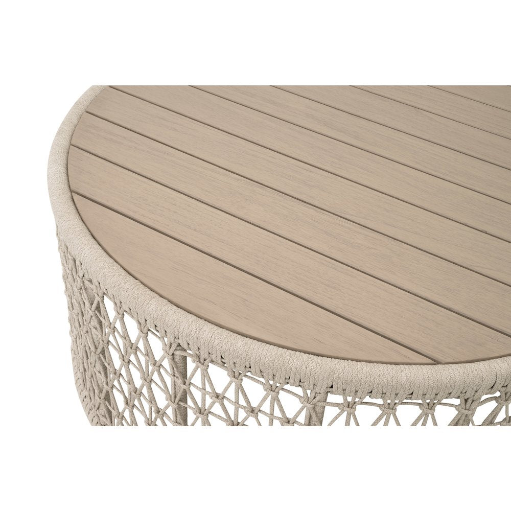 Woven - Outdoor  Transitional Knit Outdoor Round Coffee Table