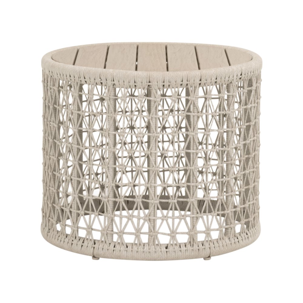 Woven - Outdoor  Transitional Knit Outdoor Round End Table