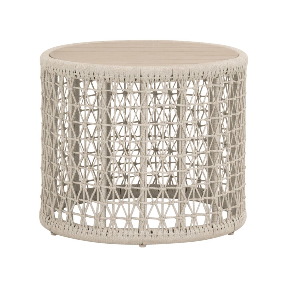 Woven - Outdoor  Transitional Knit Outdoor Round End Table