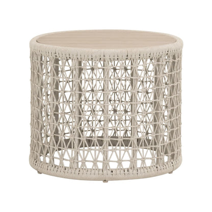 Woven - Outdoor  Transitional Knit Outdoor Round End Table
