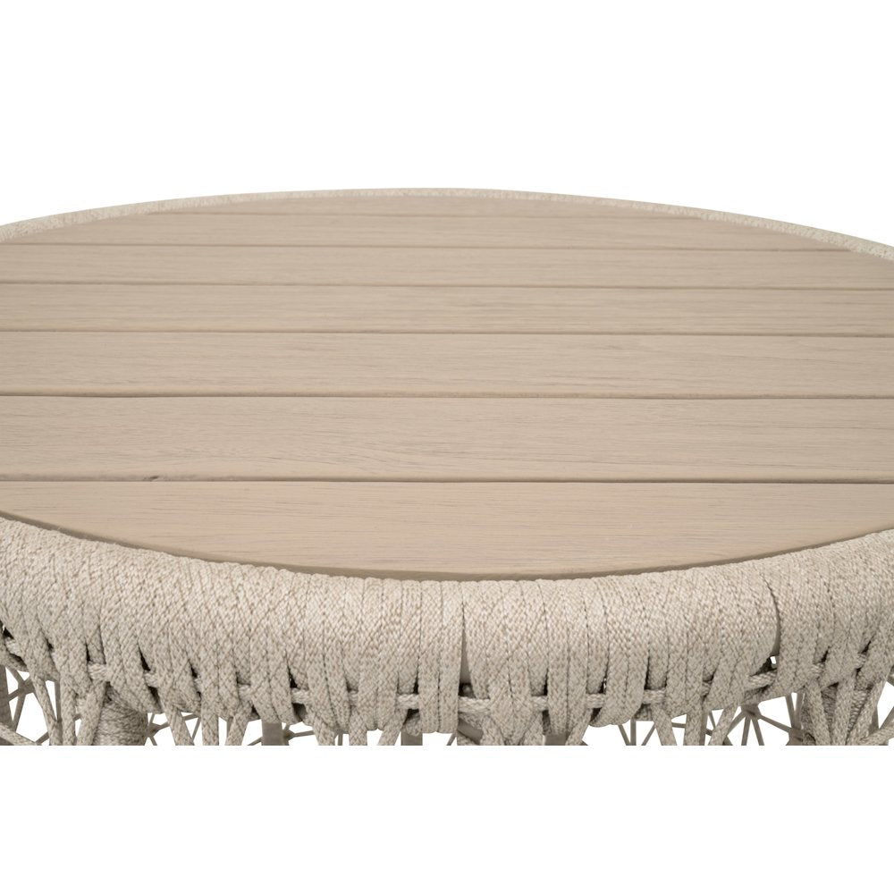 Woven - Outdoor  Transitional Knit Outdoor Round End Table