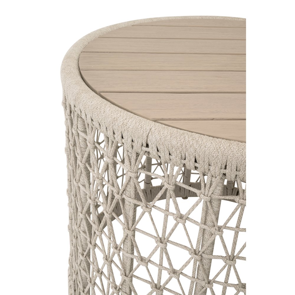 Woven - Outdoor  Transitional Knit Outdoor Round End Table