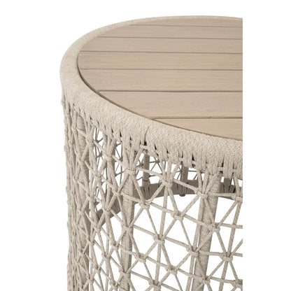 Woven - Outdoor  Transitional Knit Outdoor Round End Table