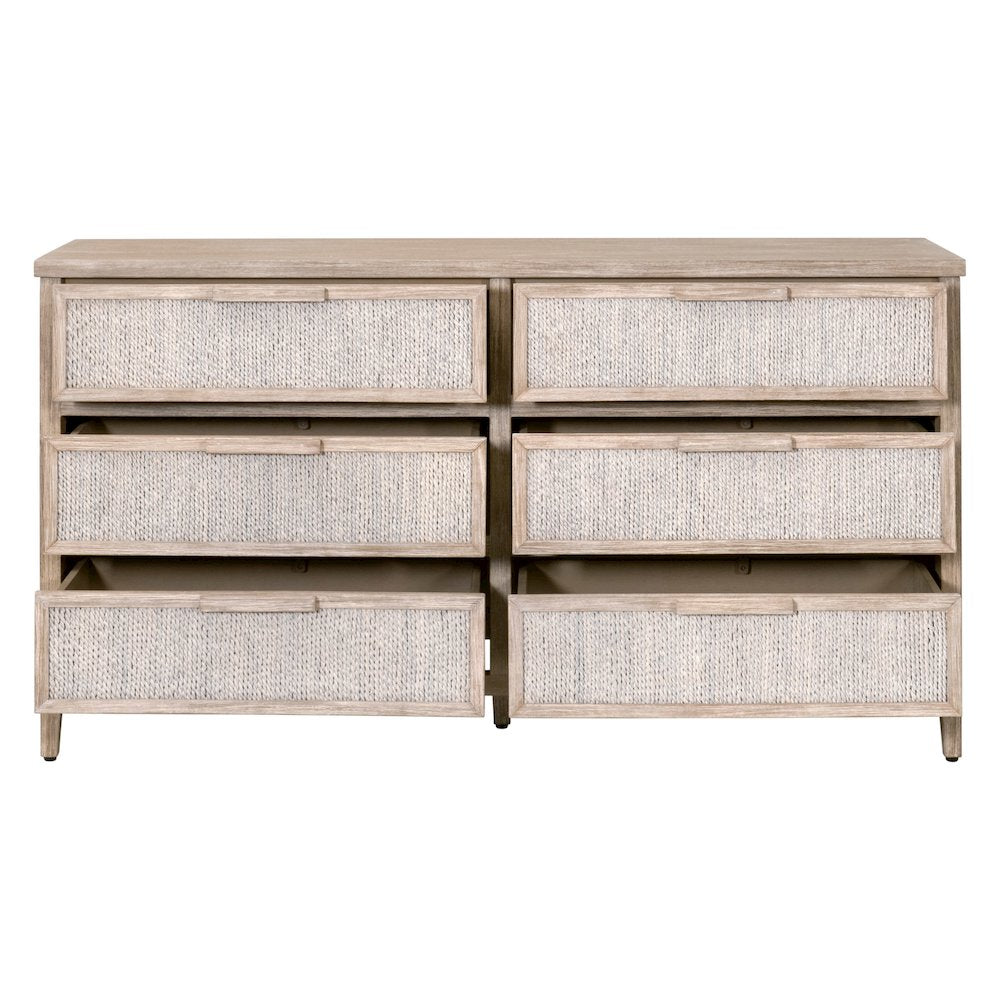 Woven Transitional Malay 6-Drawer Double Dresser