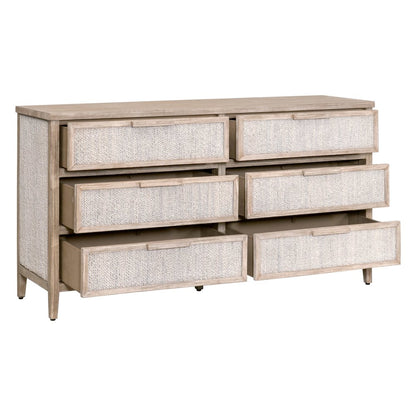 Woven Transitional Malay 6-Drawer Double Dresser