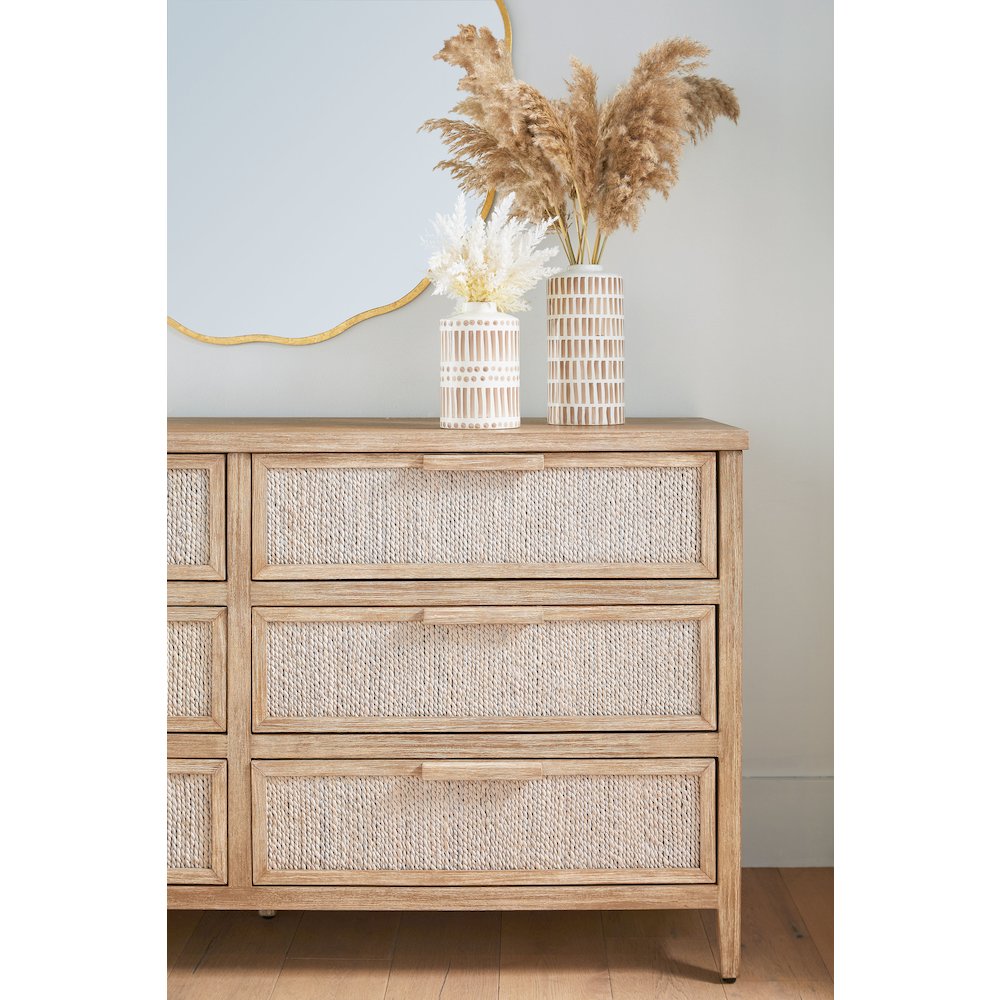 Woven Transitional Malay 6-Drawer Double Dresser