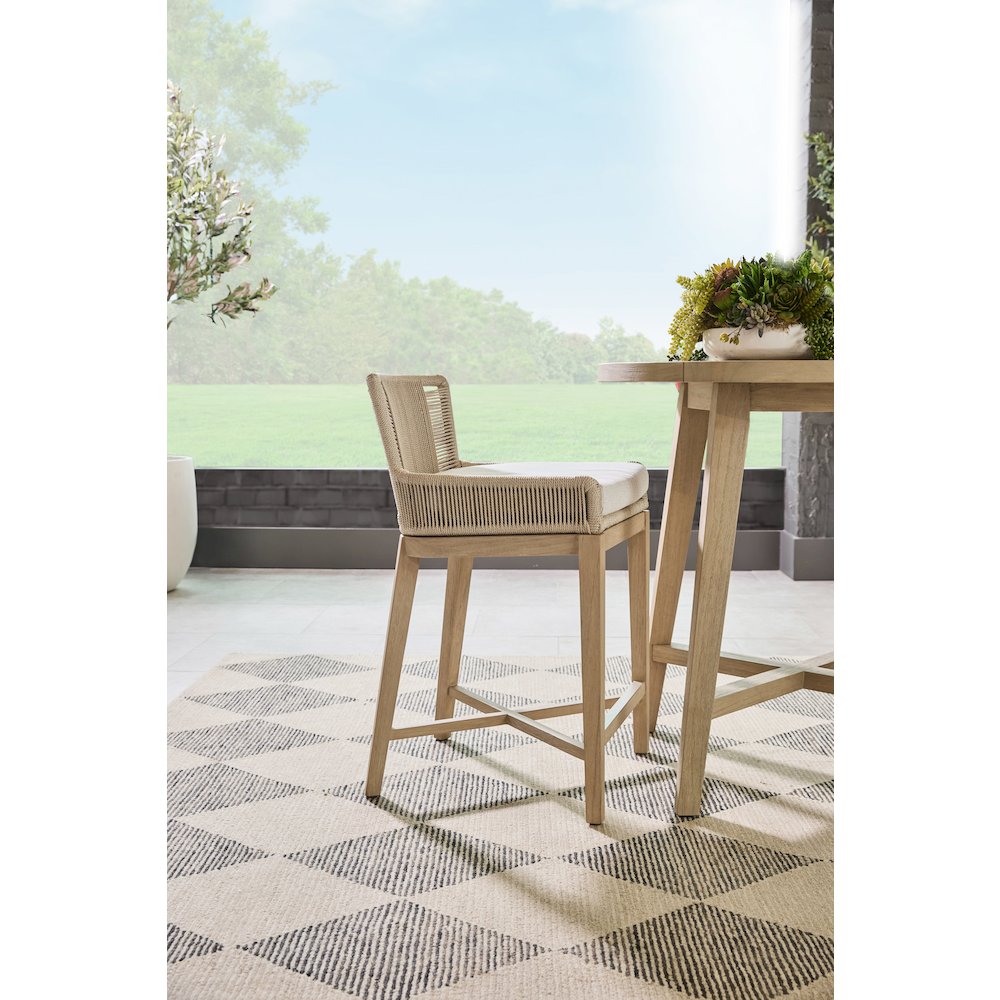 Woven - Outdoor  Transitional Overlay Outdoor Counter Stool