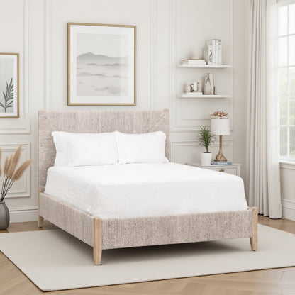 Gray King Size Bed Frame – Wood Platform Bed with Modern Design Finish