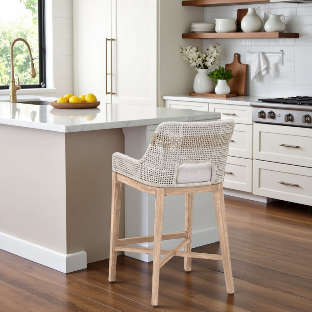 Gray Counter Height Bar Stool – Upholstered Kitchen Counter Chair