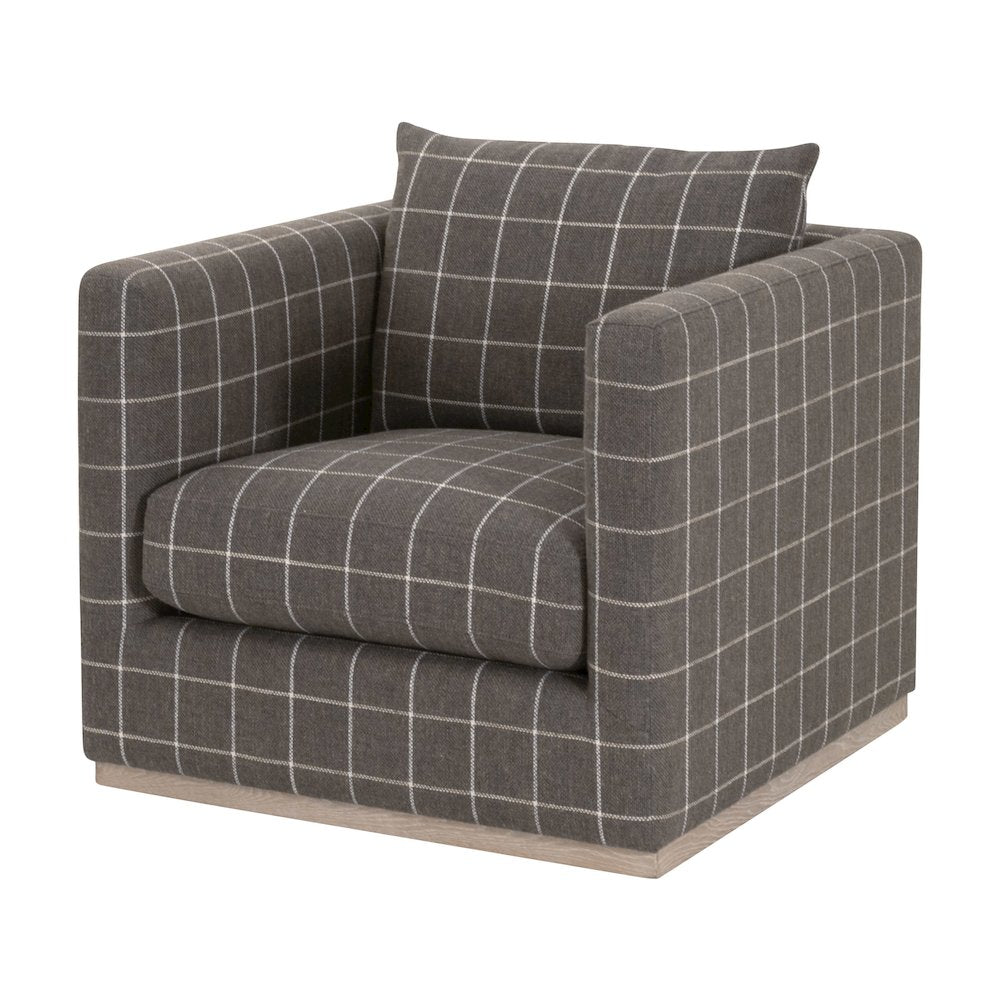 Stitch & Hand - Upholstery Transitional Siena Plinth Base Swivel Club Chair