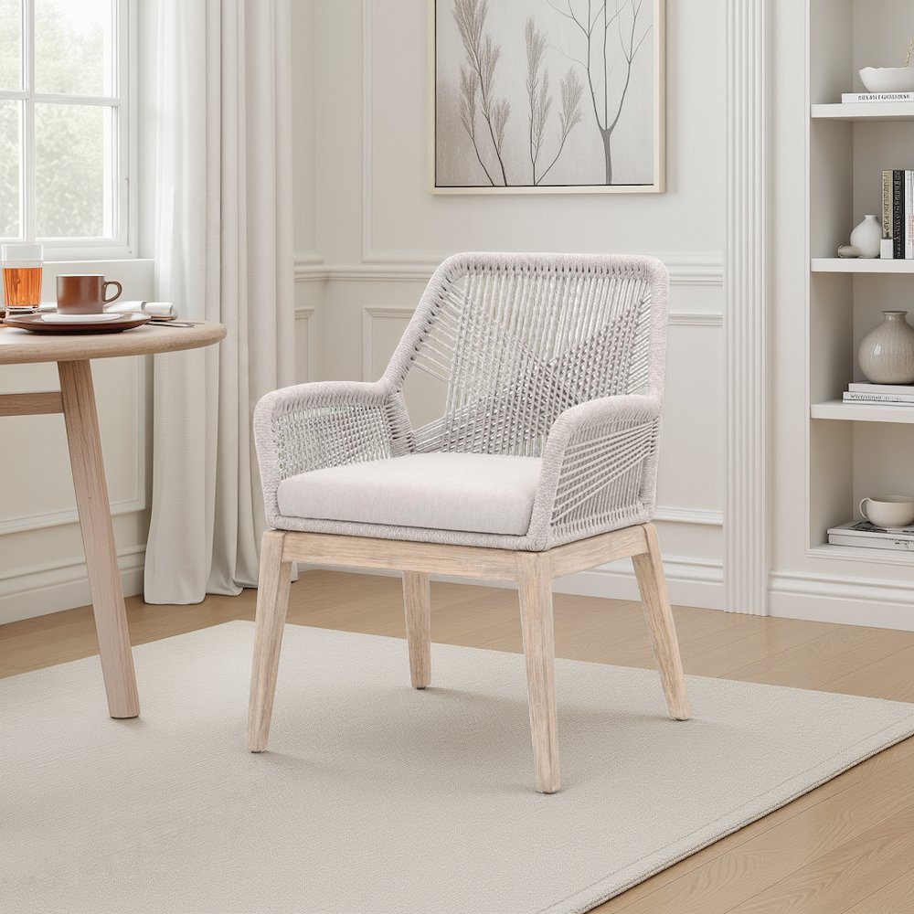 Gray Woven Armchair Set – Accent Chairs Set of 2 for Living Room Seating