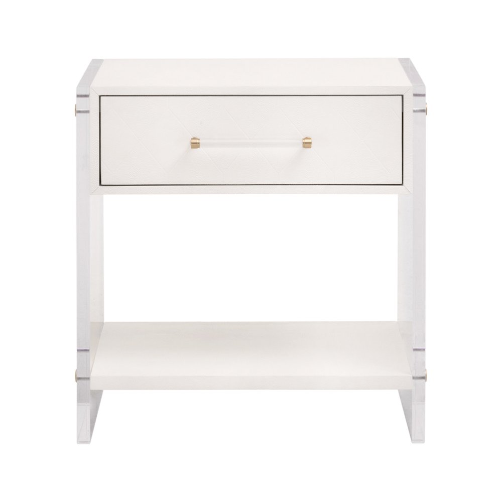 Traditions Transitional Sonia Shagreen 1-Drawer Nightstand