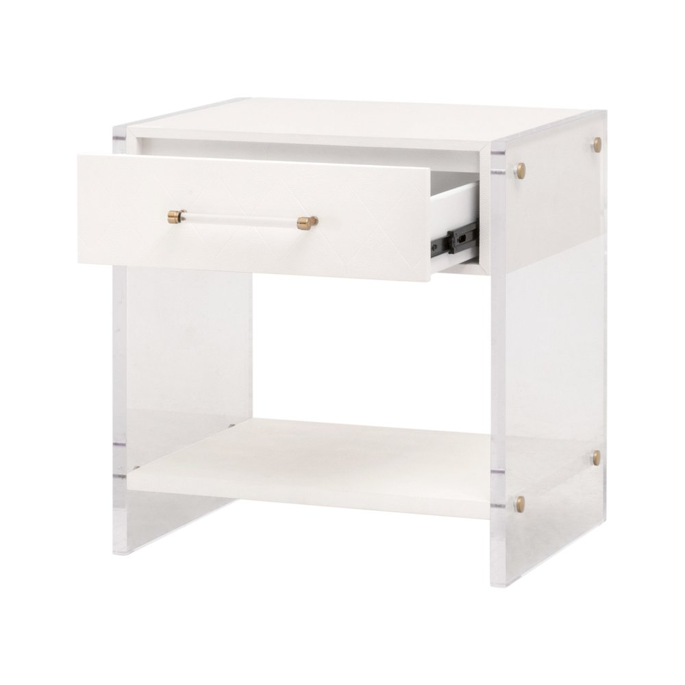 Traditions Transitional Sonia Shagreen 1-Drawer Nightstand