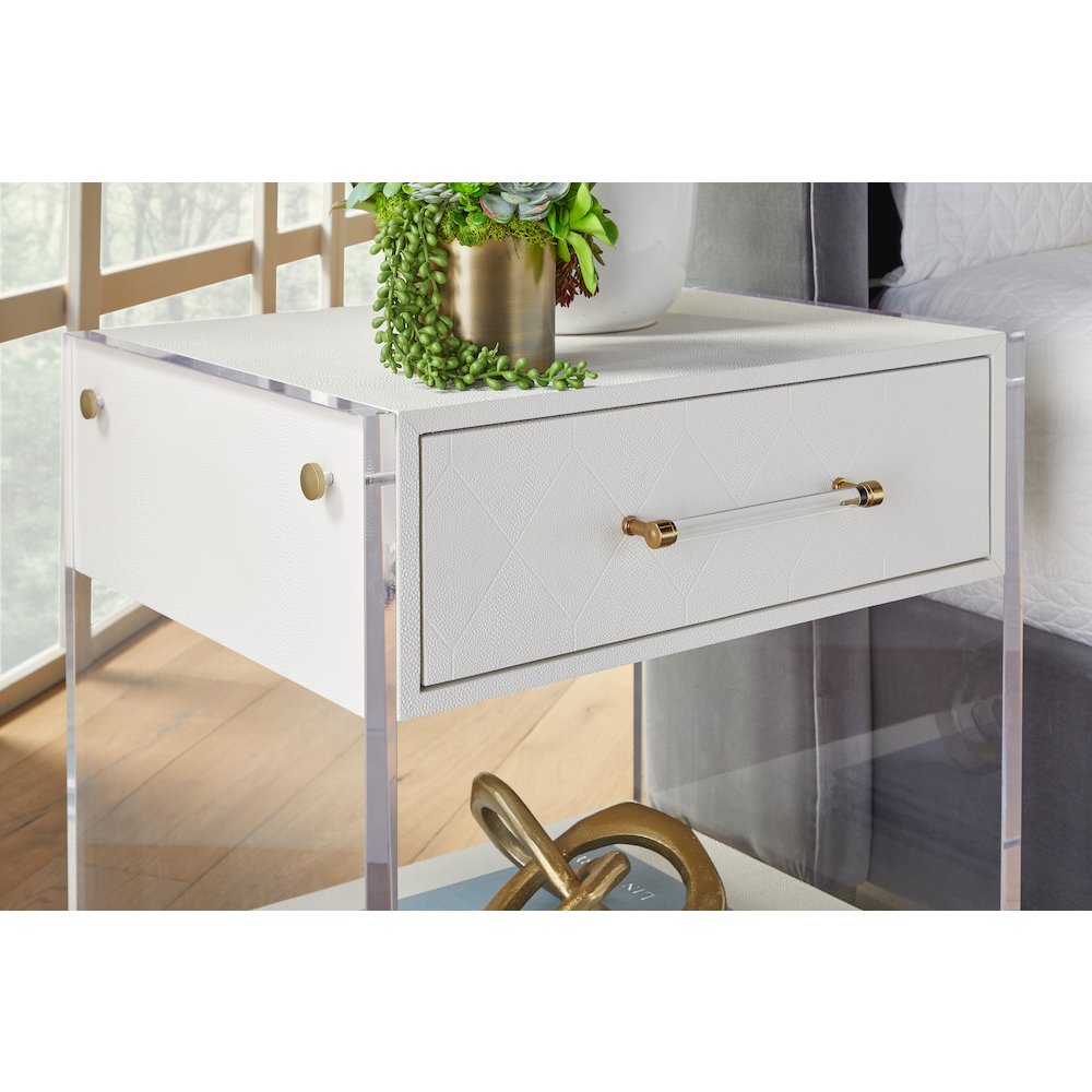 Traditions Transitional Sonia Shagreen 1-Drawer Nightstand