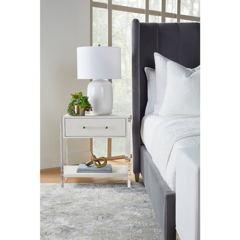 Traditions Transitional Sonia Shagreen 1-Drawer Nightstand
