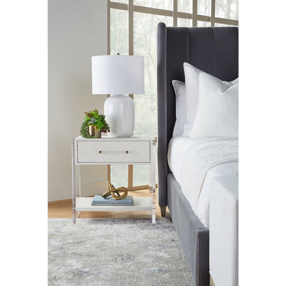 Traditions Transitional Sonia Shagreen 1-Drawer Nightstand